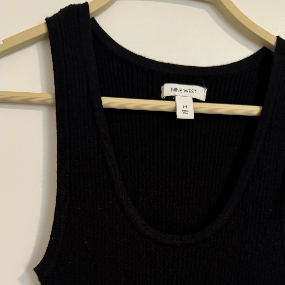 Thick Ribbed Black Tank Top Sleeveless Racerback Dress - Picture 5 of 10